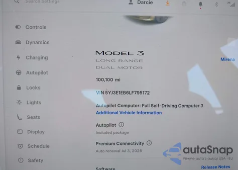 2020 Tesla Model 3 из США, поврежденный, VIN 5YJ3E1EB6LF795172